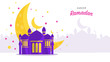 Ramadan kareem 2019 background. vector illustration with mosque and moon, place for text greeting card and banner
