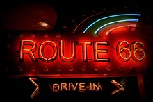 Old Neon Red Sign Of Route 66.