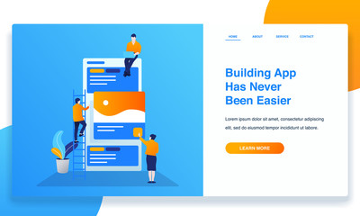 Landing page template illustration mobile app development