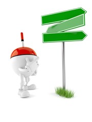 Sticker - Fishing float character with blank signpost