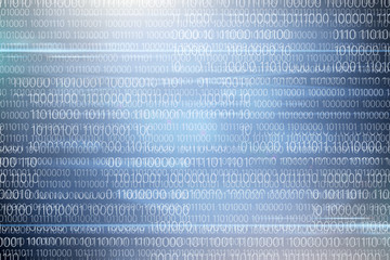 Wall Mural - blue binary computer code , background.