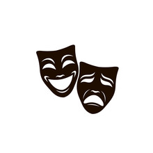 Illustration Of Comedy And Tragedy Theatrical Masks Isolated On White Background