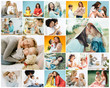 © master1305 - Collage about young mother and her little daughter. Happy family time on weekend. Mother's Day concept. Love, lifestyle, motherhood and tender moments concepts.