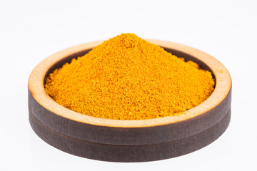 Sticker - Organic turmeric powder - Curcuma longa. White background