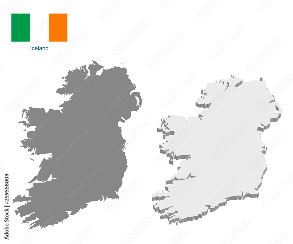 Ireland map with vector flag - obrazy, fototapety, plakaty 
