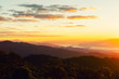 © Sky Stock - Panorama The view of the sunrise on the mountain in cold weather with fog in the mountains
