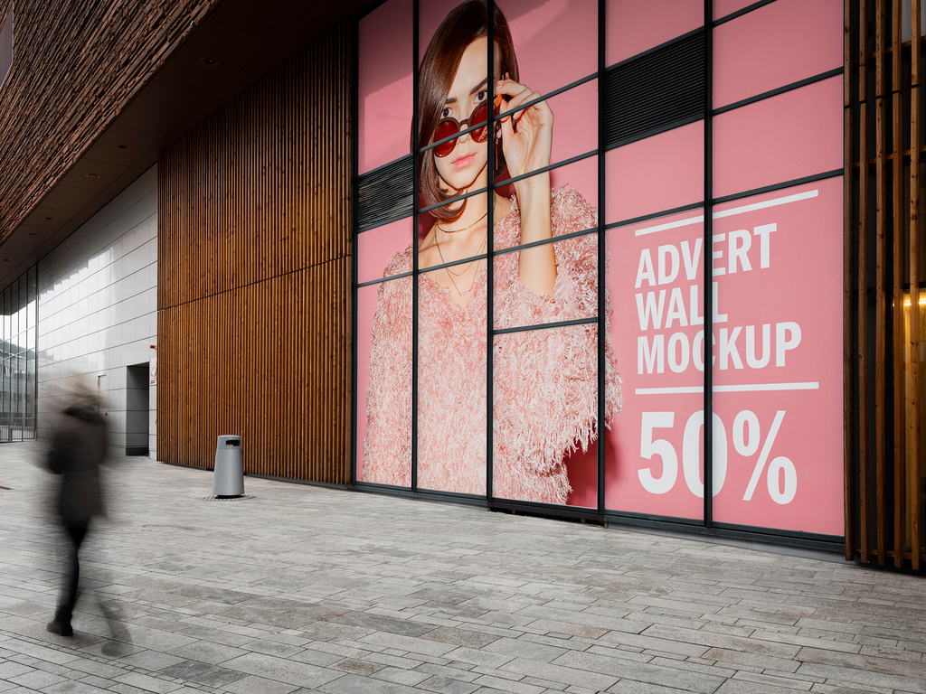 Large Wall Advertisement in Shopping Mall Mockup Stock Template | Adobe  Stock