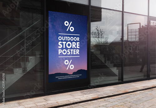 Download Outdoor Advertisement On Building Wall Mockup Stock Template Adobe Stock