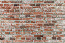 Brick Wall Of Red Color, Old Red Brick Wall Texture Background.