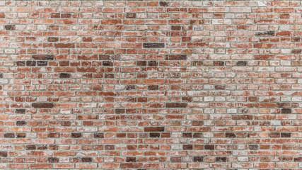 brick wall of red color, old red brick wall texture background.