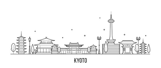 Wall Mural - Kyoto City skyline Tamil Nadu Japan city vector