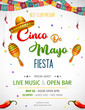 Cinco De Mayo invitation design for celebration of the Mexican holiday.