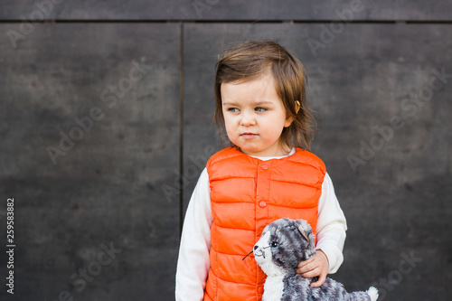 Emotional Funny Angry Child Girl Outdoor Portrait Stubborn Baby