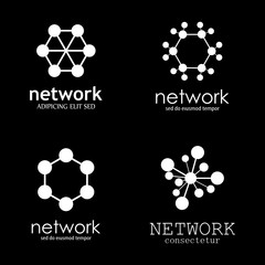 Wall Mural - Network And Communication Icon Set - Isolated On Black Background - Vector Illustration Of Technology Logo. Simple Network Symbols For Web, Technology Icons And App Template