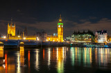 Fototapeta Big Ben - Big Ben and Houses of parliament at night, London, UK