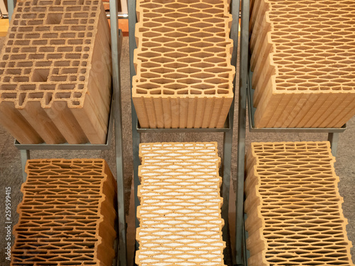 Closeup View On Various Types Of Building Hollow Red Bricks With Different Patterns Inside Samples For Sale At Diy Store Buy This Stock Photo And Explore Similar Images At Adobe Stock
