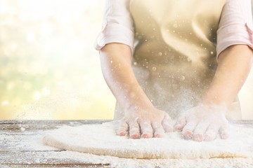 Canvas Print - Pizza making bakery dough flour chef fresh