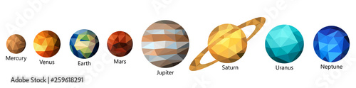 Photographie Set of triangle polygonal silhouette of solar system planets