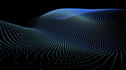 3d sea dots wave glowing stream background flow