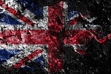 United Kingdom Smoky Mystical Flag On The Old Dirty Wall Background