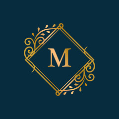 Canvas Print - Initialed gold frame background