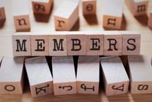 Members Word In Wooden Stamp Cube
