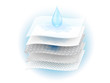 Moisture absorbent sheet and ventilation through many materials. Use ads for diapers and adults, sanitary napkins, mattress pads to absorb. Realistic vector files