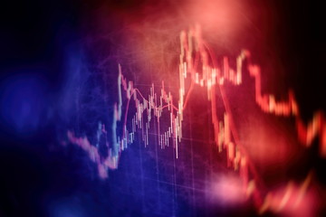 forex trading graph and candlestick chart suitable for financial investment concept. Economy trends background for business idea and all art work design. Abstract finance background.