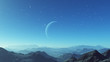 © britaseifert - 3d rendered Space Art: Alien Planet - A Fantasy Landscape with blue skies and stars