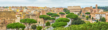 Scenic Shot Of Rome With Colosseum And Roman Forum, Italy.