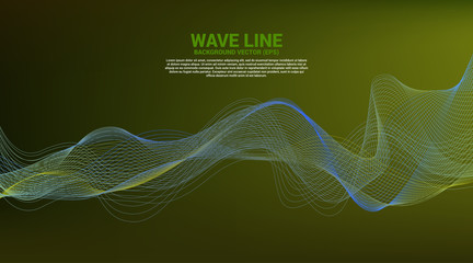 Wall Mural - Blue and green Sound wave line curve on dark background. Element for theme technology futuristic vector