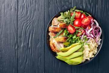 Poster - chicken bowl with couscous, greens and veggies