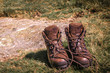 A pair of leather walking boots 