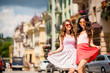 © deagreez - Portrait of magnificent fabulous sweet dreamy millennial best students travel trip long hair hairstyle charming cute bright fashionable specs free time town travel posing satisfied touch skirts
