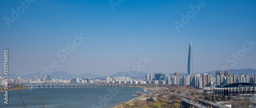 Seoul scenery is clear and clear sky without fine dust, South Korea Canvas Print