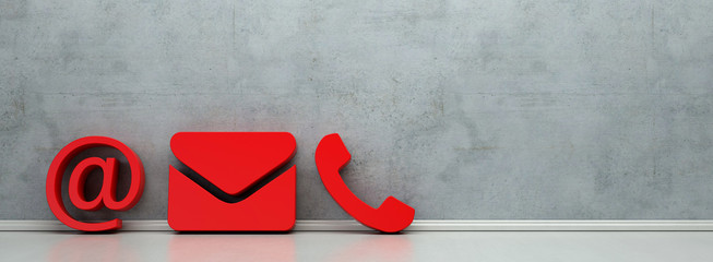 Wall Mural - Rote Hotline und Service Kontakt Icons als Panorama