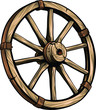 Old wagon wooden wheel vector illustration. Cartoon romantic illustration.