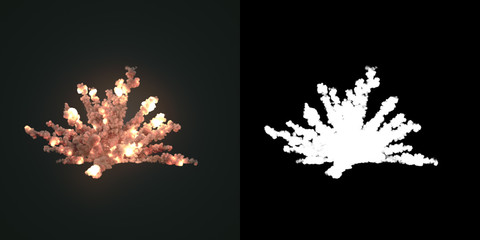 Wall Mural - composition with large explosions in dark plus alpha channel. 3d rendering