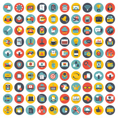 Wall Mural - business, management and technology icon set for websites and mobile applications. flat vector illus