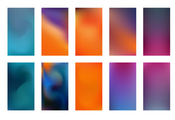 Colorful backgrounds in trendy neon colors. Modern screen vector design for mobile app. Soft color abstract gradients.