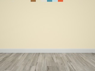 Sticker - empty room with wooden floor and cream wall