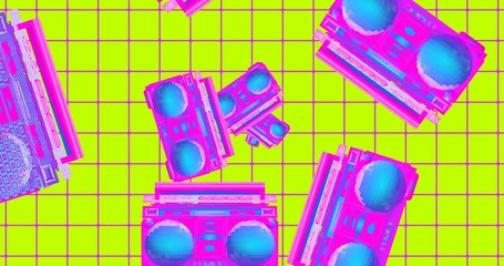 Wall Mural - Minimal animation gif design. Vintage record player  stuff