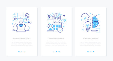 Wall Mural - business and finance - set of line design style vertical web banners