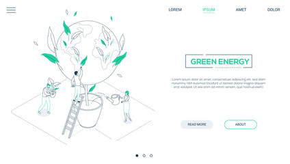 Wall Mural - save the planet - line design style isometric web banner