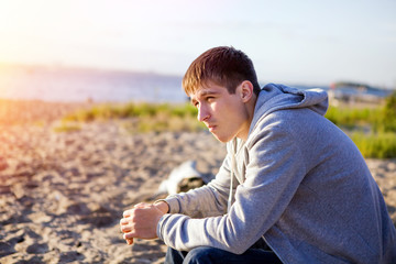 Poster - Sad Young Man outdoor