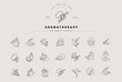 © merfin - Vector icon and logo for aromatherapy. Editable outline stroke size. Line flat contour, thin and linear design. Simple icons. Concept illustration. Sign, symbol, element.