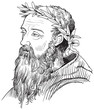 Heraclitus portrait in line art illustration