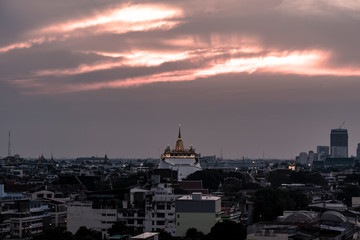 The Golden Mount at Wat Saket, Travel Landmark of Bangkok THAILAND