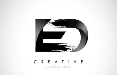 ED Letter Design with Brush Stroke and Modern 3D Look.