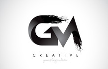 GM Letter Design With Brush Stroke And Modern 3D Look.